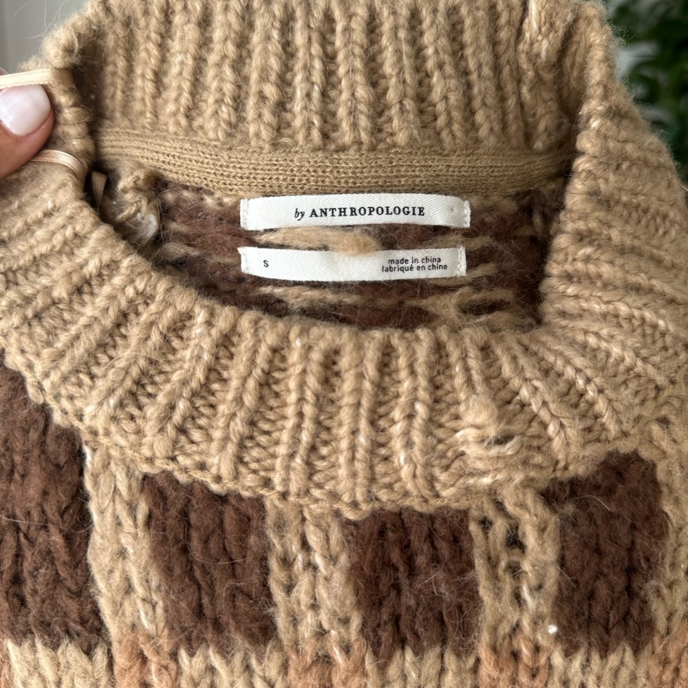 Anthropologie Brown and Tan Patterned Sweater - Picture 6 of 7